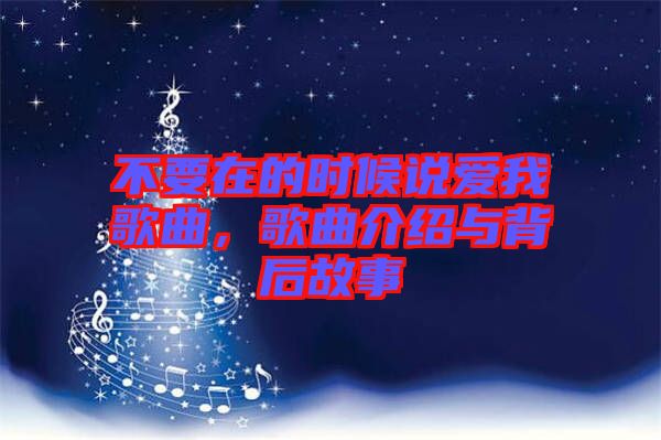 不要在的時候說愛我歌曲，歌曲介紹與背后故事