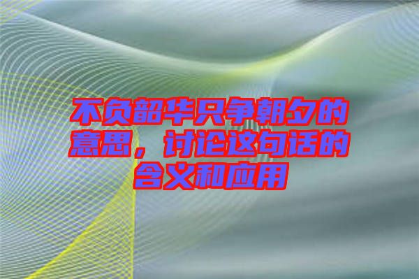 不負韶華只爭朝夕的意思，討論這句話的含義和應用