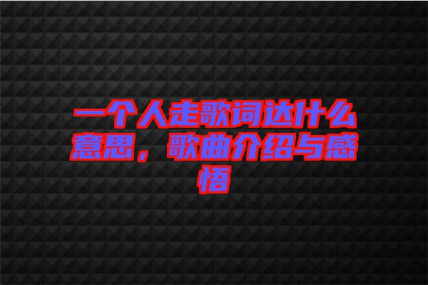 一個人走歌詞達(dá)什么意思，歌曲介紹與感悟