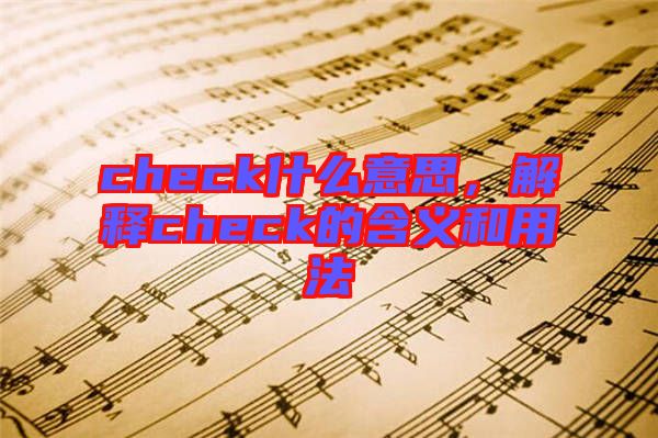 check什么意思，解釋check的含義和用法