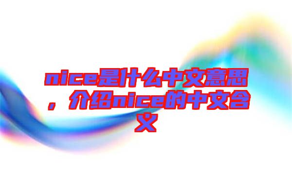 nice是什么中文意思，介紹nice的中文含義