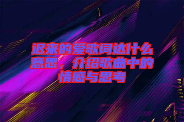 遲來的愛歌詞達(dá)什么意思，介紹歌曲中的情感與思考