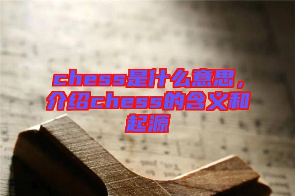 chess是什么意思，介紹chess的含義和起源