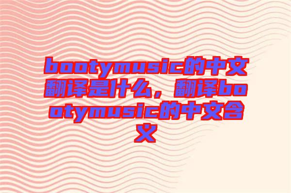 bootymusic的中文翻譯是什么，翻譯bootymusic的中文含義
