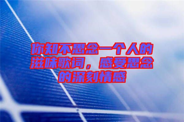 你知不思念一個人的滋味歌詞，感受思念的深刻情感