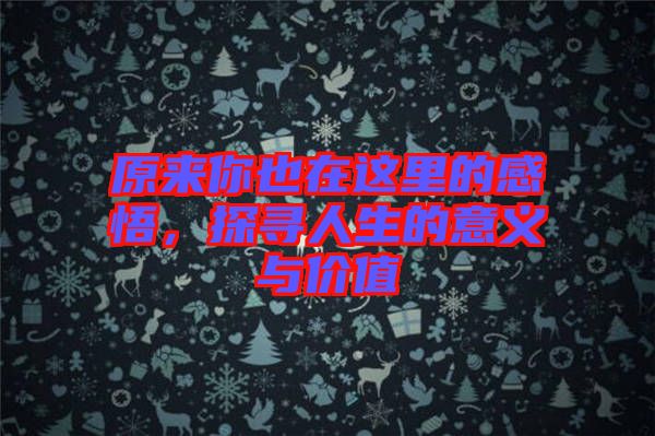 原來你也在這里的感悟，探尋人生的意義與價(jià)值
