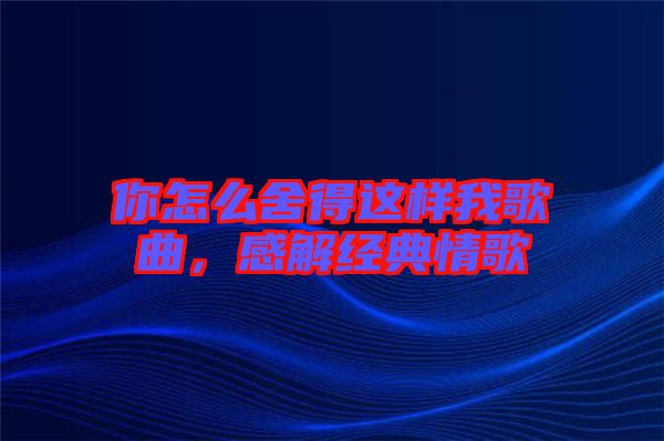 你怎么舍得這樣我歌曲，感解經(jīng)典情歌