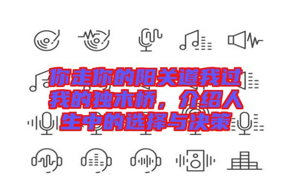 你走你的陽關道我過我的獨木橋，介紹人生中的選擇與決策