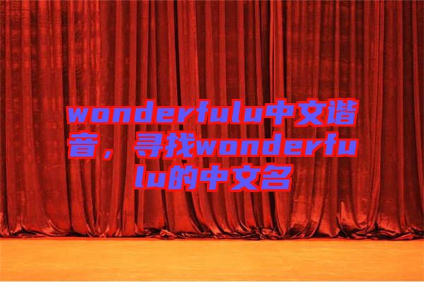 wonderfulu中文諧音，尋找wonderfulu的中文名
