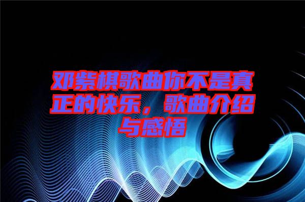 鄧紫棋歌曲你不是真正的快樂(lè)，歌曲介紹與感悟