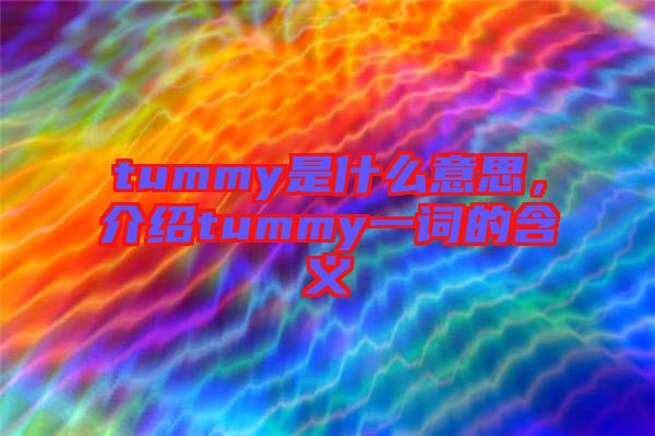 tummy是什么意思，介紹tummy一詞的含義