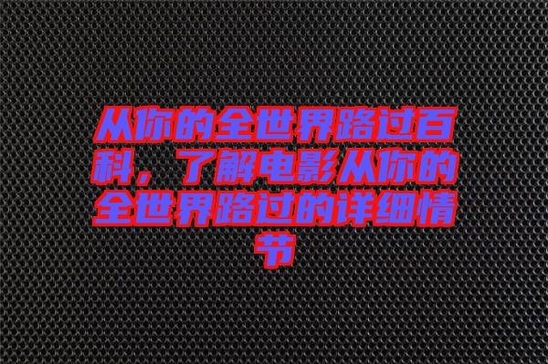 從你的全世界路過(guò)百科，了解電影從你的全世界路過(guò)的詳細(xì)情節(jié)