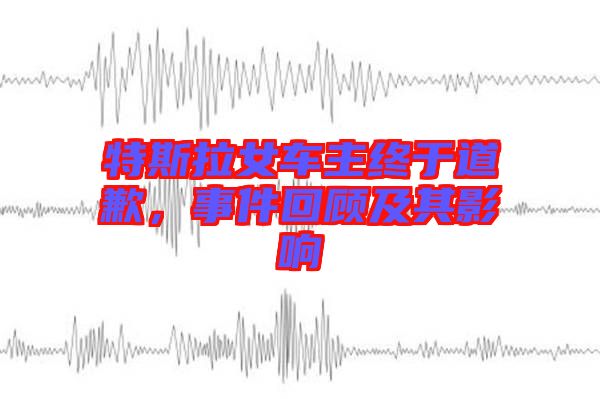 特斯拉女車主終于道歉，事件回顧及其影響