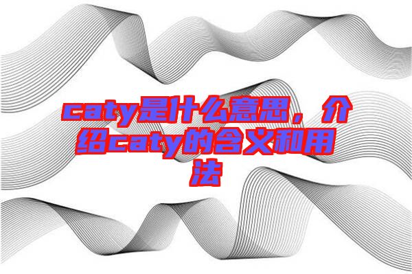 caty是什么意思，介紹caty的含義和用法