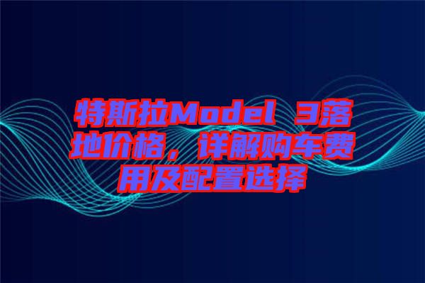 特斯拉Model 3落地價格，詳解購車費用及配置選擇