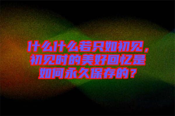 什么什么若只如初見，初見時的美好回憶是如何永久保存的？