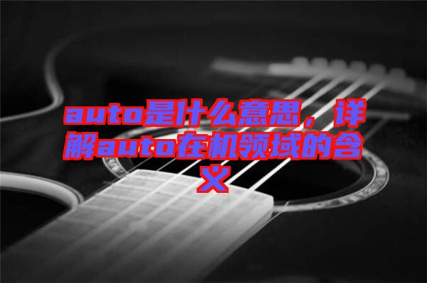 auto是什么意思，詳解auto在機領(lǐng)域的含義