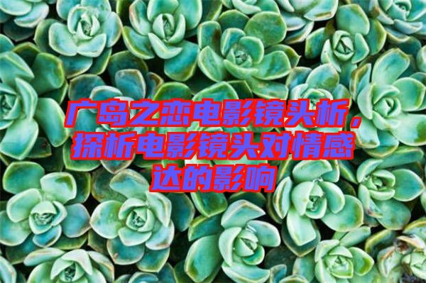 廣島之戀電影鏡頭析，探析電影鏡頭對情感達的影響