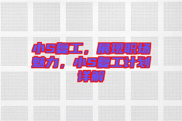 小S復(fù)工，展現(xiàn)職場魅力，小S復(fù)工計劃詳解