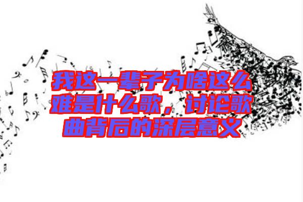 我這一輩子為啥這么難是什么歌，討論歌曲背后的深層意義