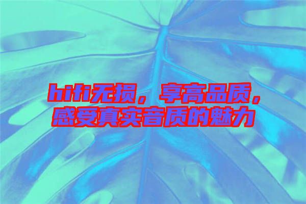 hifi無損，享高品質(zhì)，感受真實音質(zhì)的魅力