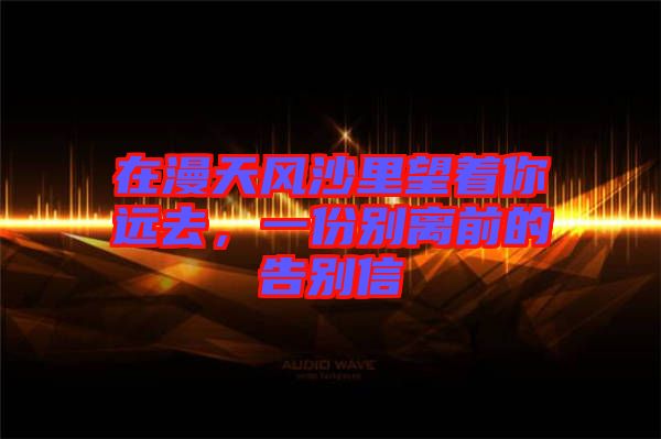 在漫天風(fēng)沙里望著你遠(yuǎn)去，一份別離前的告別信