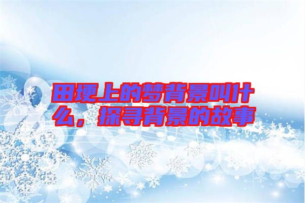 田埂上的夢背景叫什么，探尋背景的故事