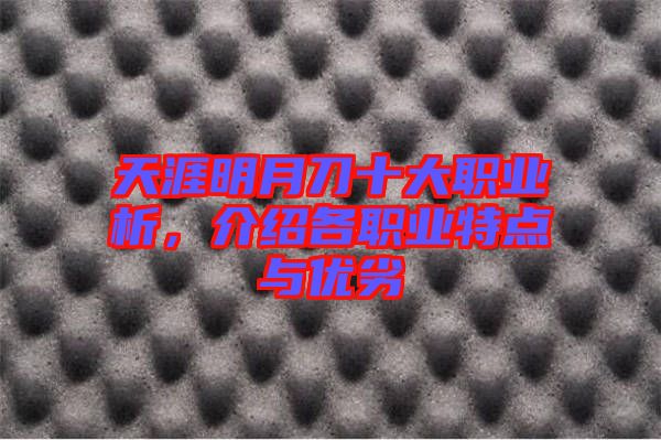 天涯明月刀十大職業(yè)析，介紹各職業(yè)特點與優(yōu)劣