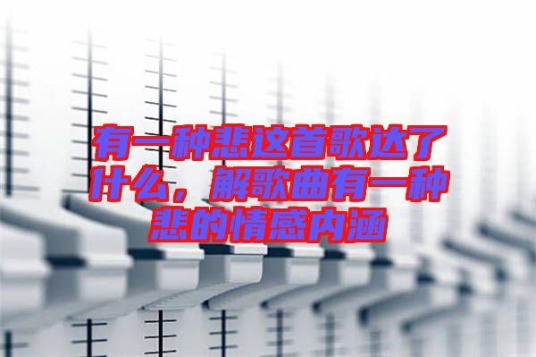 有一種悲這首歌達(dá)了什么，解歌曲有一種悲的情感內(nèi)涵
