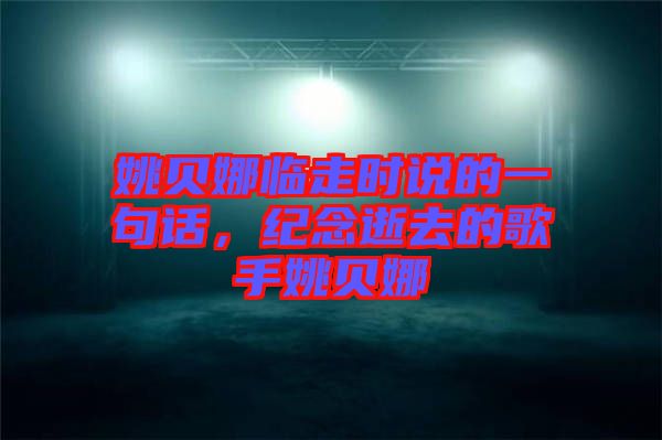 姚貝娜臨走時(shí)說(shuō)的一句話，紀(jì)念逝去的歌手姚貝娜