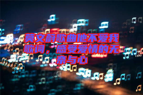 莫文蔚歌曲他不愛我歌詞，感受愛情的無奈與心