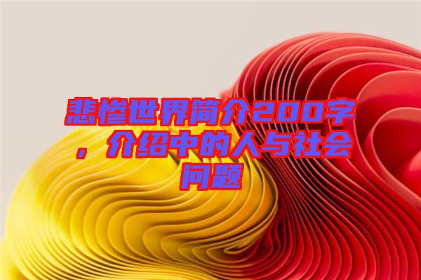 悲慘世界簡介200字，介紹中的人與社會問題