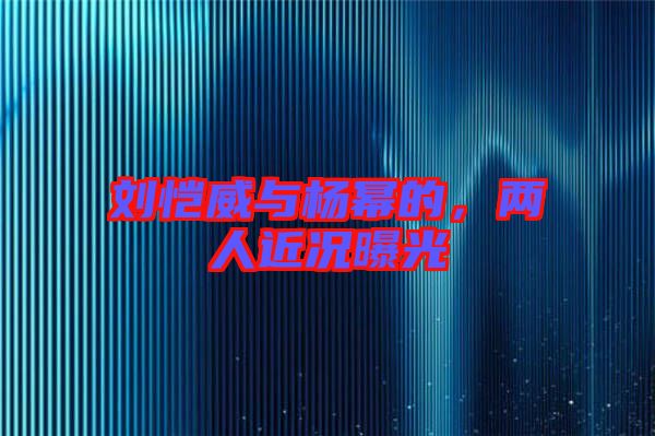 劉愷威與楊冪的，兩人近況曝光