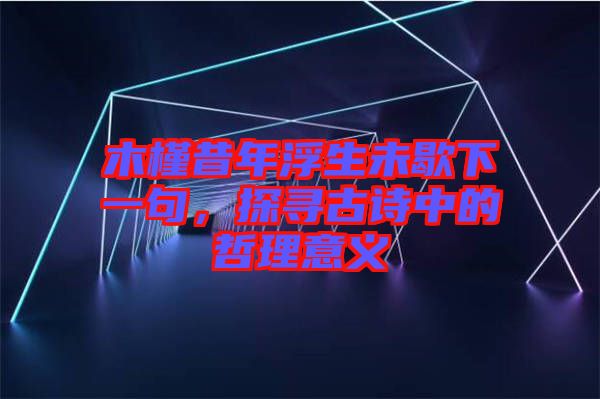 木槿昔年浮生未歇下一句，探尋古詩中的哲理意義