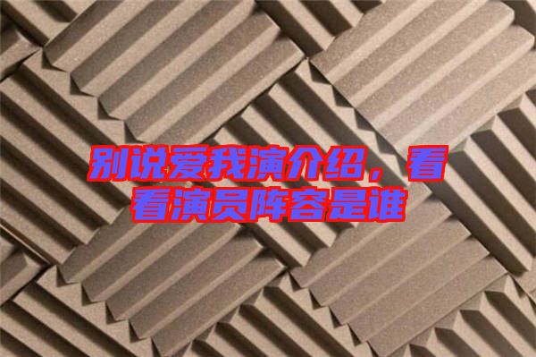 別說愛我演介紹，看看演員陣容是誰