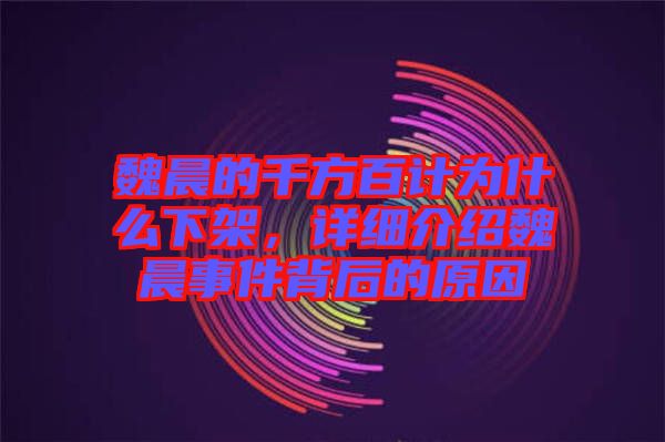 魏晨的千方百計(jì)為什么下架，詳細(xì)介紹魏晨事件背后的原因