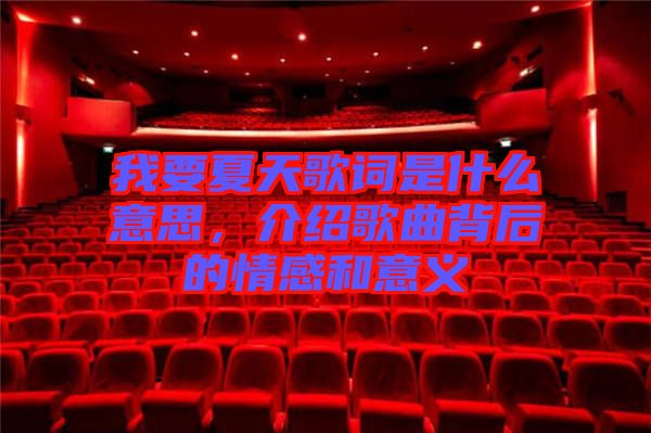 我要夏天歌詞是什么意思，介紹歌曲背后的情感和意義