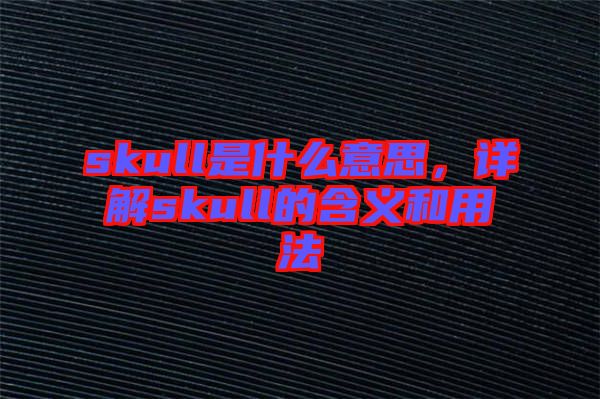 skull是什么意思，詳解skull的含義和用法