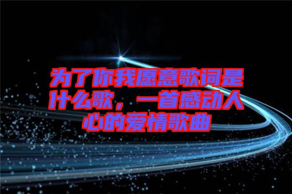 為了你我愿意歌詞是什么歌，一首感動(dòng)人心的愛情歌曲