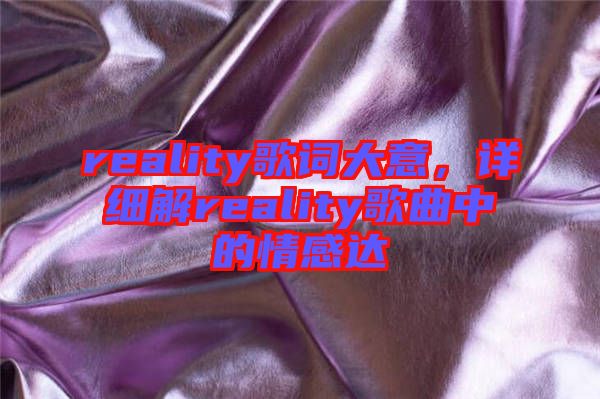 reality歌詞大意，詳細解reality歌曲中的情感達