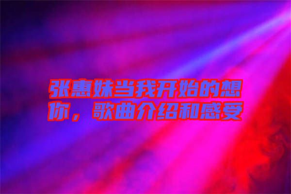 張惠妹當(dāng)我開始的想你，歌曲介紹和感受