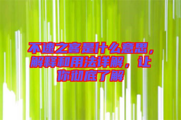 不速之客是什么意思，解釋和用法詳解，讓你徹底了解