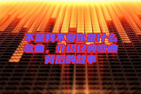 不是我不愛(ài)你是什么歌曲，介紹經(jīng)典歌曲背后的故事