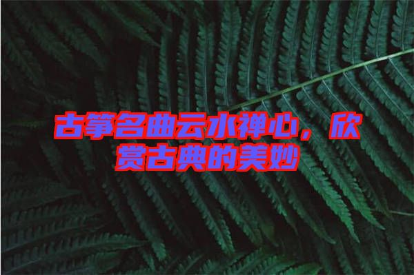 古箏名曲云水禪心，欣賞古典的美妙
