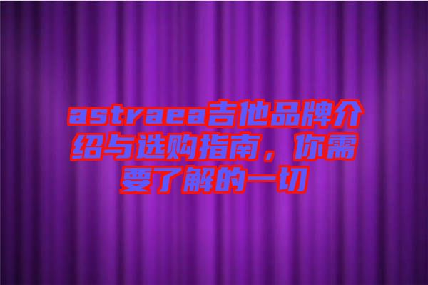 astraea吉他品牌介紹與選購指南，你需要了解的一切