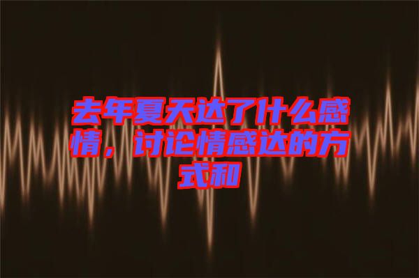 去年夏天達(dá)了什么感情，討論情感達(dá)的方式和