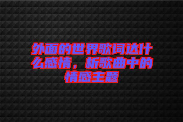 外面的世界歌詞達什么感情，析歌曲中的情感主題