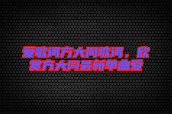 愛歌詞方大同歌詞，欣賞方大同最新單曲愛