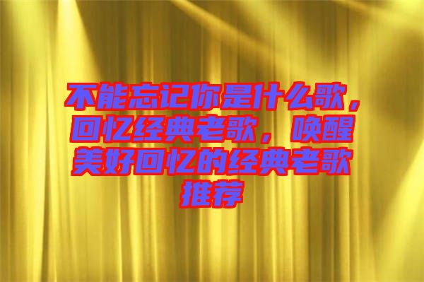 不能忘記你是什么歌，回憶經(jīng)典老歌，喚醒美好回憶的經(jīng)典老歌推薦