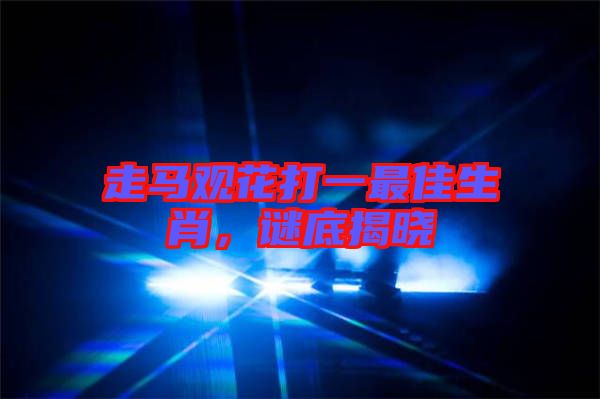 走馬觀花打一最佳生肖，謎底揭曉